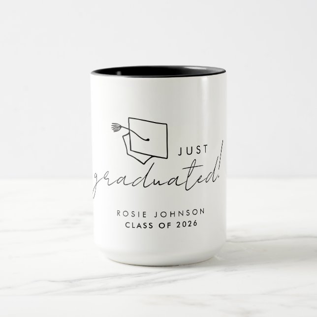 Simple Black and White Graduation Mug Gift (Center)