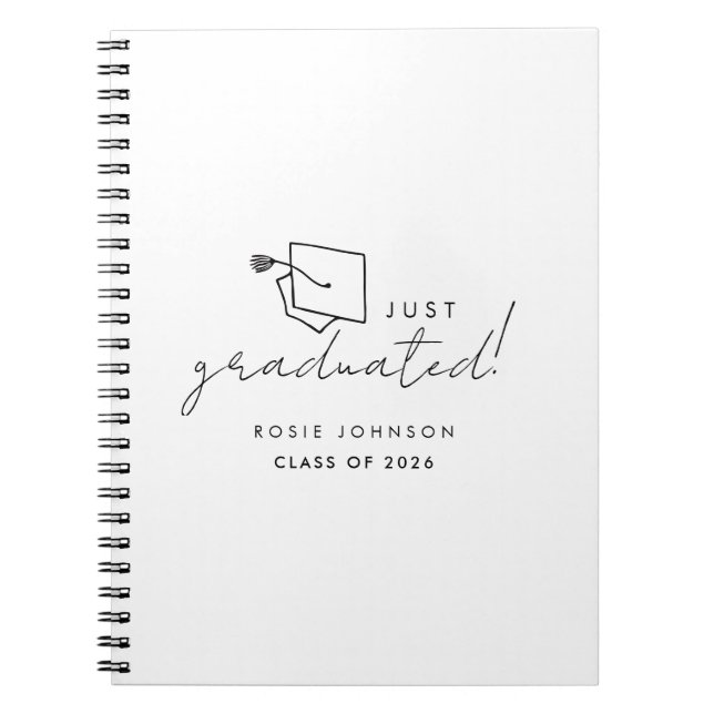 Simple Black and White Graduation Notebook (Front)