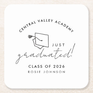 Simple Black and White Graduation Paper Coasters