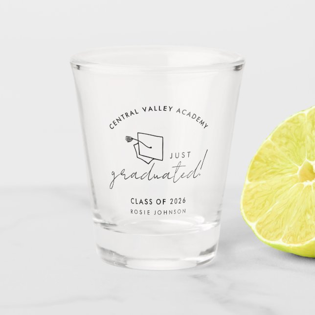 Simple Black and White Graduation Shot Glass Gift (Front)