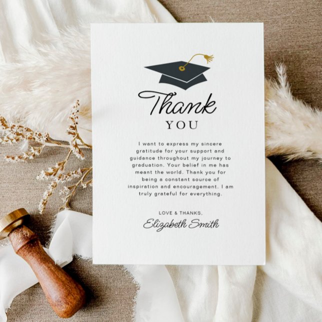 simple black and white graduation thank you card (Creator Uploaded)