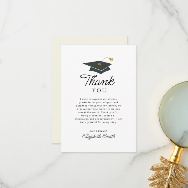simple black and white graduation thank you card | Zazzle