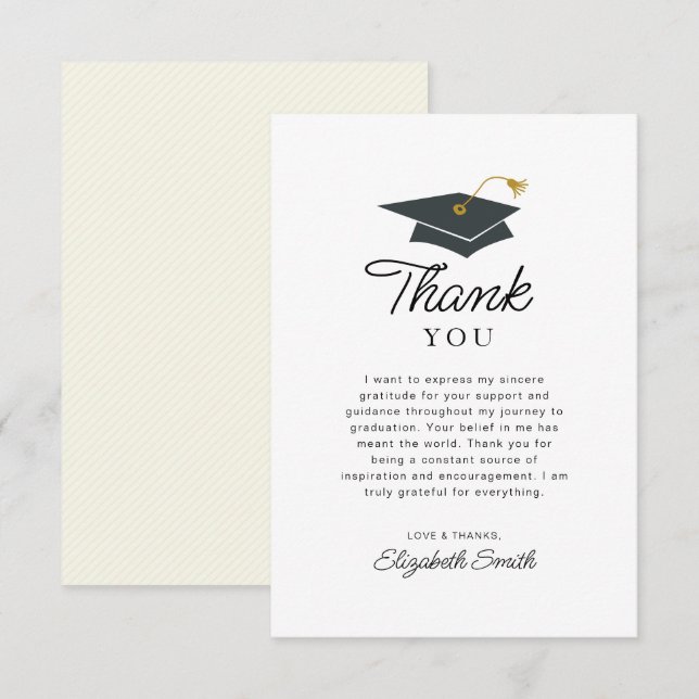 grad thank you card template Simple Graduation A flat 4bar (3.5x4.875) custom designed Graduation Thank You Card -