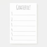 Simple Black And White Grateful Gratitude List  Post-it Notes