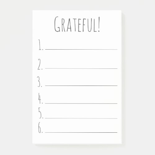 Simple Black And White Grateful Gratitude List  Post-it Notes