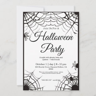 Simple Black And White Halloween Invitation