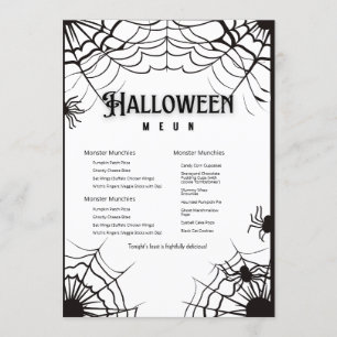 Simple Black And White Halloween Menu