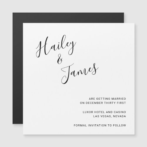 Simple Black and White Handwritten Save the Date Magnetic Invitation