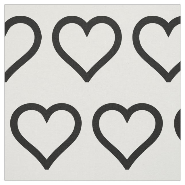 Simple Black and White Hearts Pattern Fabric (Swatch)