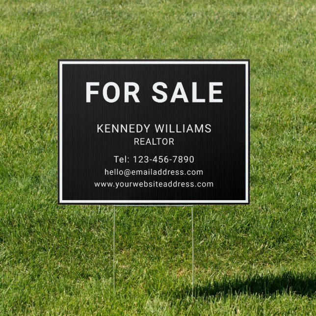 Simple Black And White House For Sale Typography Sign (Insitu)
