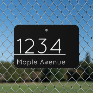 Simple Black and White House Number Street Name Metal Sign