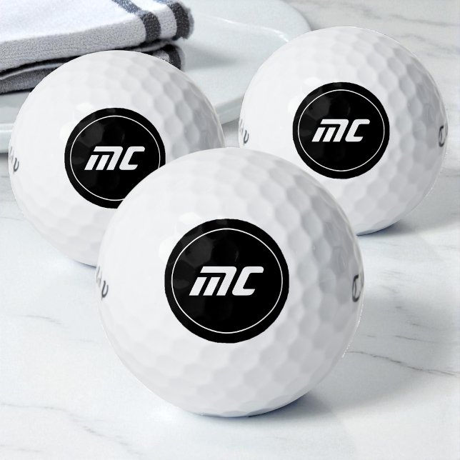 Simple Black and White Initials Cool Monogram Golf Balls (Simple Black and White Initials Cool Monogram Golf Balls)