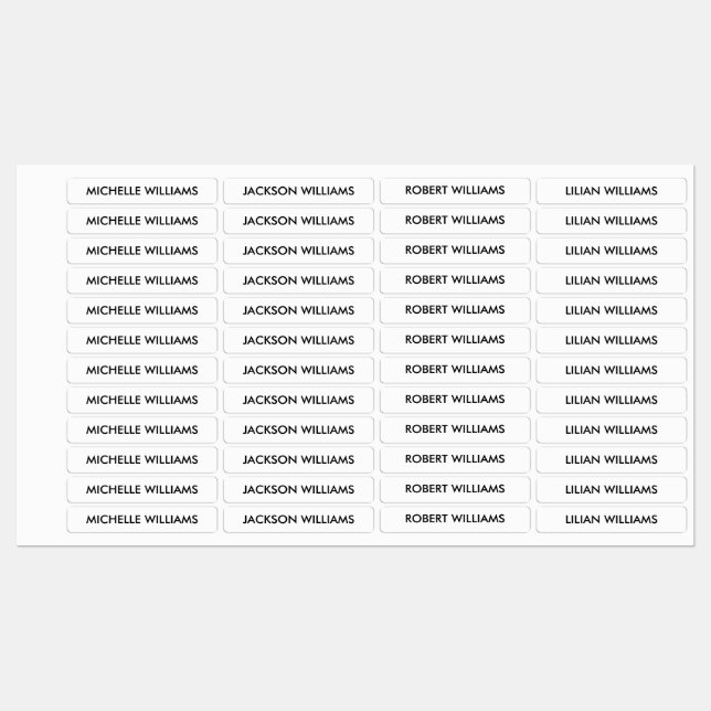 Simple Black and White Kids Name Labels (Sheet)