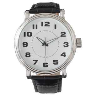 Simple Black and White Large Numbers Easy To Read Watch