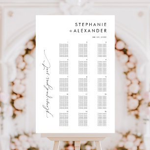 Simple Black and White Large Wedding Seating Chart Foam Board