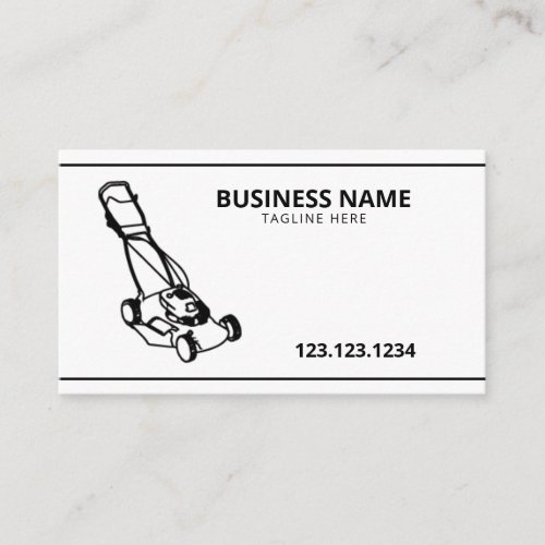 Simple Black and White lawnmower Lawn Care Service Business Card