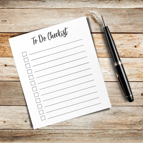 Simple Black And White Lined Checklist To Do List Notepad