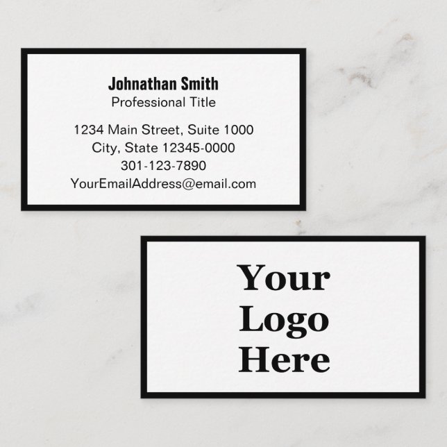 Simple Black and White Logo Branded Business Card (Front/Back)