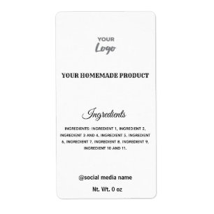 Simple black and white logo ingredients label