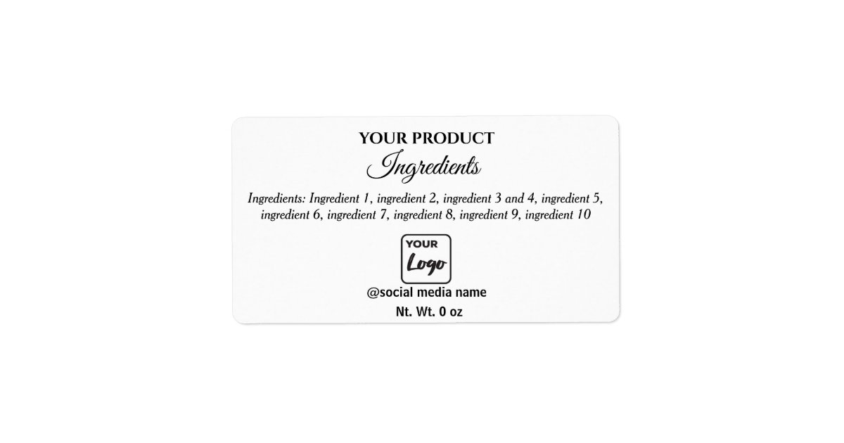 Simple black and white logo ingredients label | Zazzle Simple black and white logo ingredients  label | Zazzle