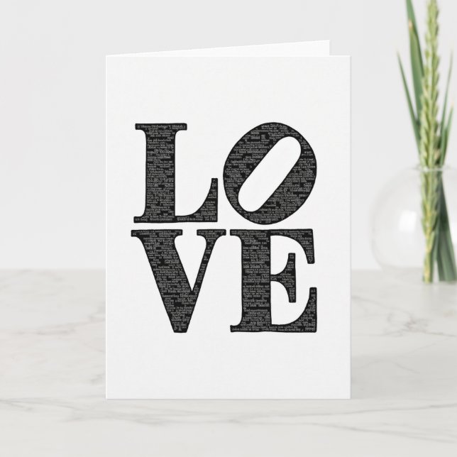 Simple Black And White Love Card (Front)