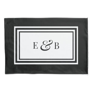 Simple Black and White Luxury Monogram Initials Pillow Case