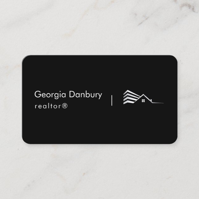 Simple Black and White Luxury Realtor  Business Card (Front)