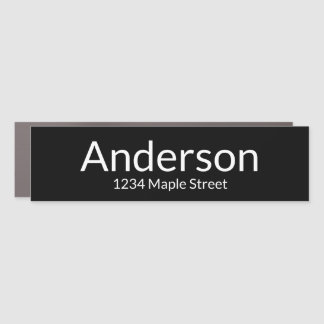 Simple Black and White Mailbox Name Street Address Car Magnet