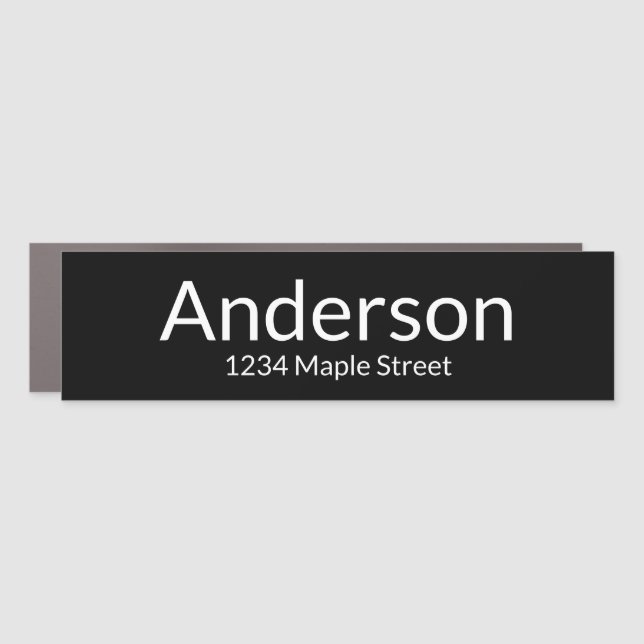 Simple Black and White Mailbox Name Street Address Car Magnet (Front)
