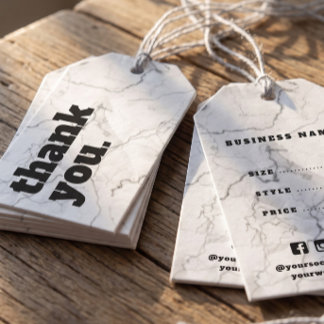 Simple Black and White Marble Price Hang Tags