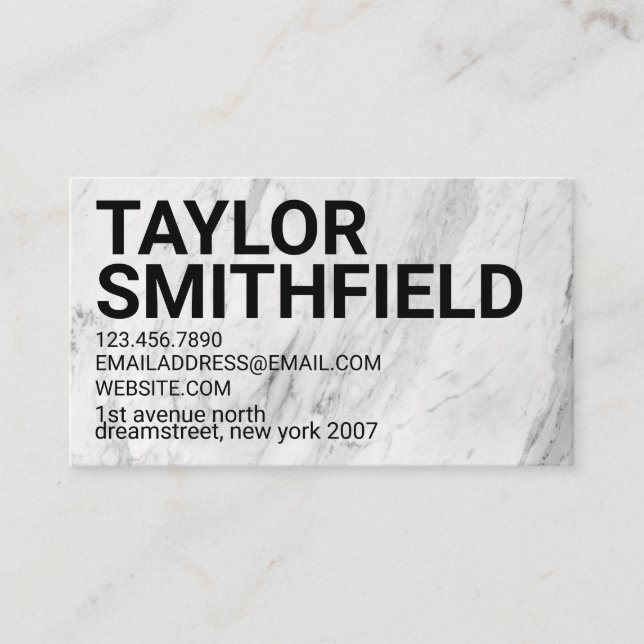 Simple Black and White Marble Professional Busines Business Card (Front)
