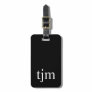 Simple Black and White Masculine Monogram Luggage Tag