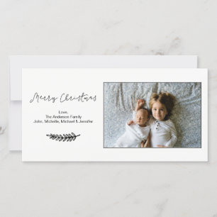 Simple Black and White Merry Christmas Horizontal Holiday Card
