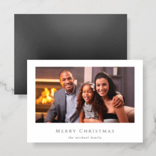 Simple Black and White Merry Christmas Letterpress Photo Cards