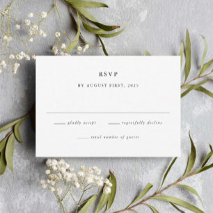 Simple Black and White Minimal Wedding RSVP Card