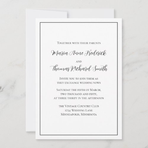 Simple Black and White Minimalist Calligraphy  Invitation