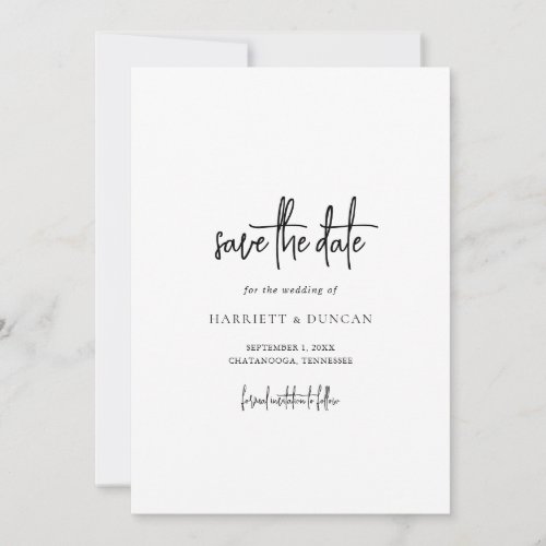 Simple Black and White Minimalist Elegant Wedding Save The Date