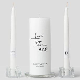 Simple Black and White Minimalist Elegant Wedding Unity Candle Set