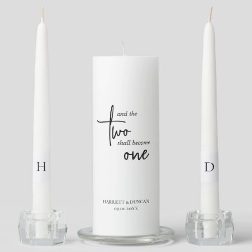 Simple Black and White Minimalist Elegant Wedding Unity Candle Set