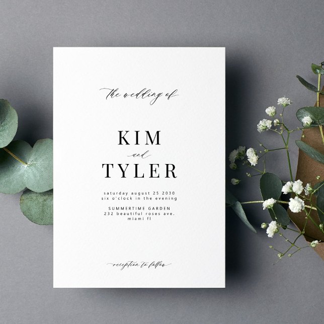 Simple black and white minimalist modern wedding invitation (Creator Uploaded)