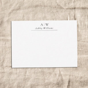 Simple Black and White Minimalist Monogram Note Card