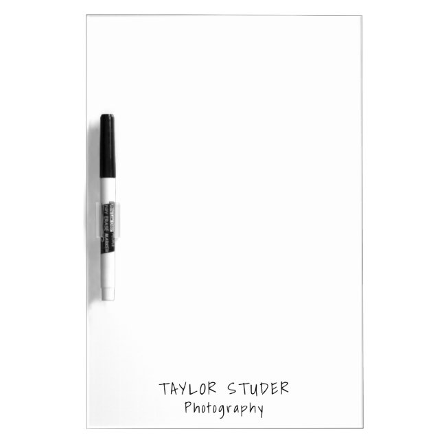 Simple Black and White Minimalist Name Dry Erase Board (Front)