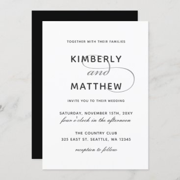 Simple Black and White Minimalist Wedding Invitation