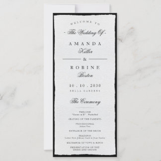 Simple Black And White Minimalist Wedding Programs