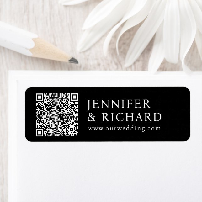 Simple Black And White Minimalist Wedding QR Code Label (Insitu)