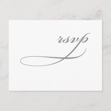Simple Black and White Minimalist Wedding rsvp Invitation Postcard