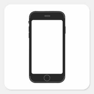 Simple Black and White Mobile Phone Template Square Sticker