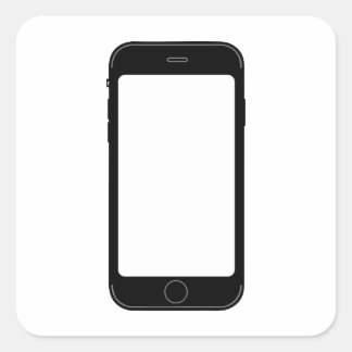 Simple Black and White Mobile Phone Template Square Sticker