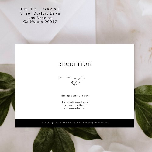 Simple Black and White Modern Calli Reception Invitation