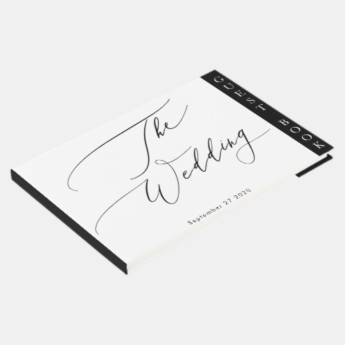 Simple Black and White Modern Calligraphy Wedding Guest Book